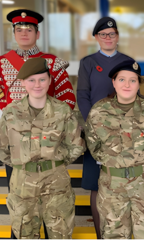 Students in Cadet uniforms for a remembrance service