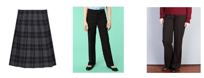Image showing acceptable school uniform - skirts and trousers